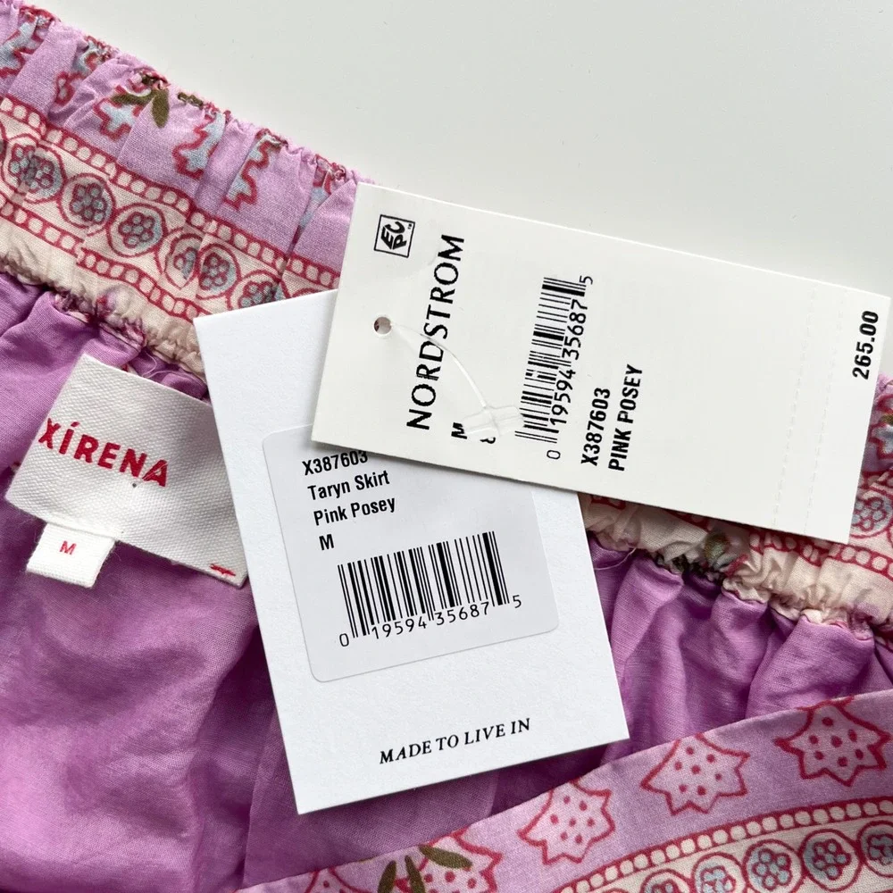 NEW Xirena Taryn Cotton Silk Midi Skirt Pink Posey Womens Medium - Picture 9 of 11